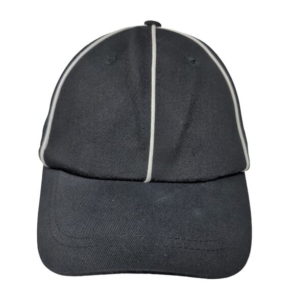 Unbranded Men's Strapback Hat Black Adjustable Blank White Stripes - Picture 1 of 6